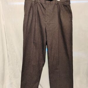 LL Bean Comfort Waist Pleated Gray Dress Pants Mens 38x30 Cuffed Leg Cotton D